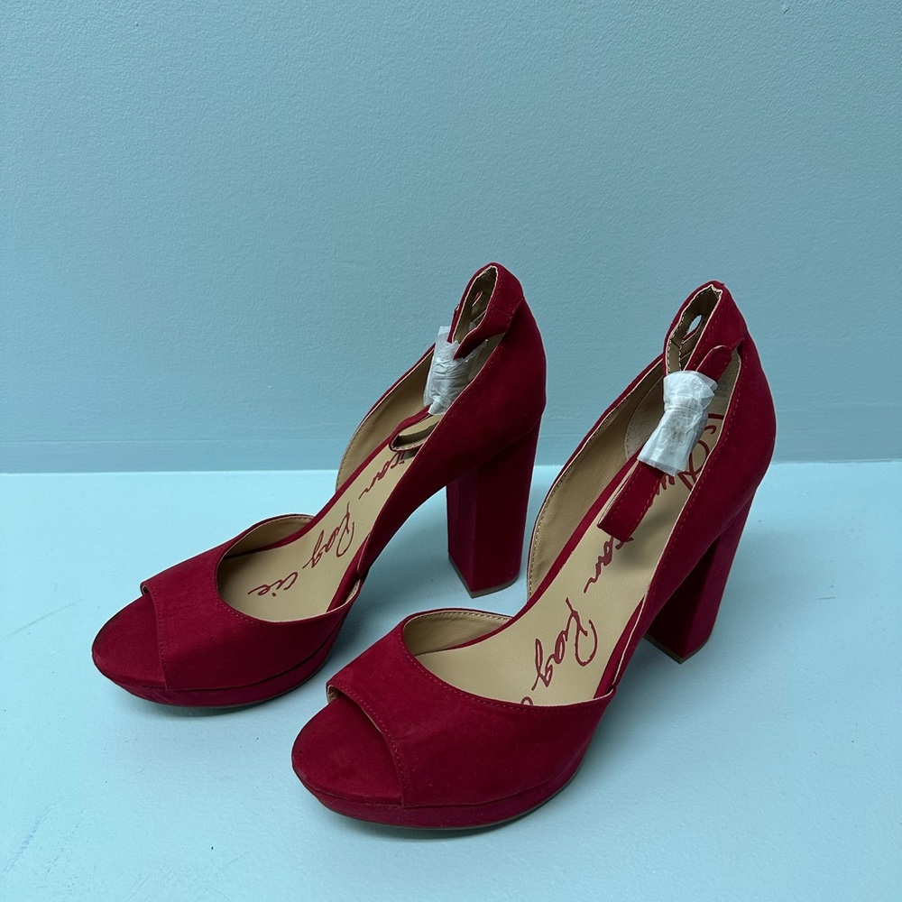 Elegant Red Peep-Toe Heels